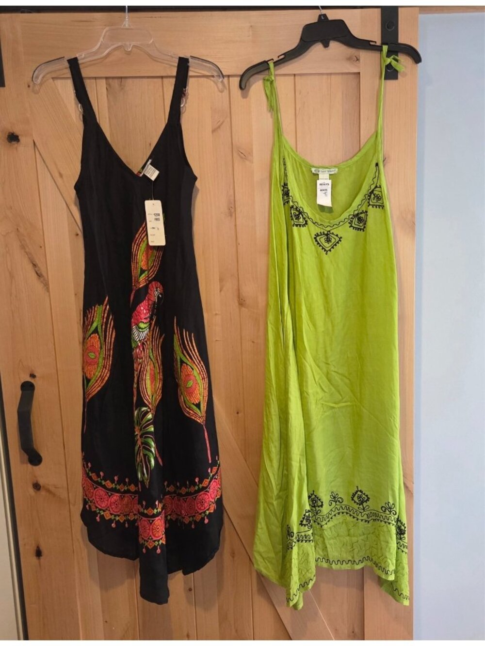 New! Lot of 2 Cute Options Boho Dress Free Size Green Parrot Sleeveless NWT